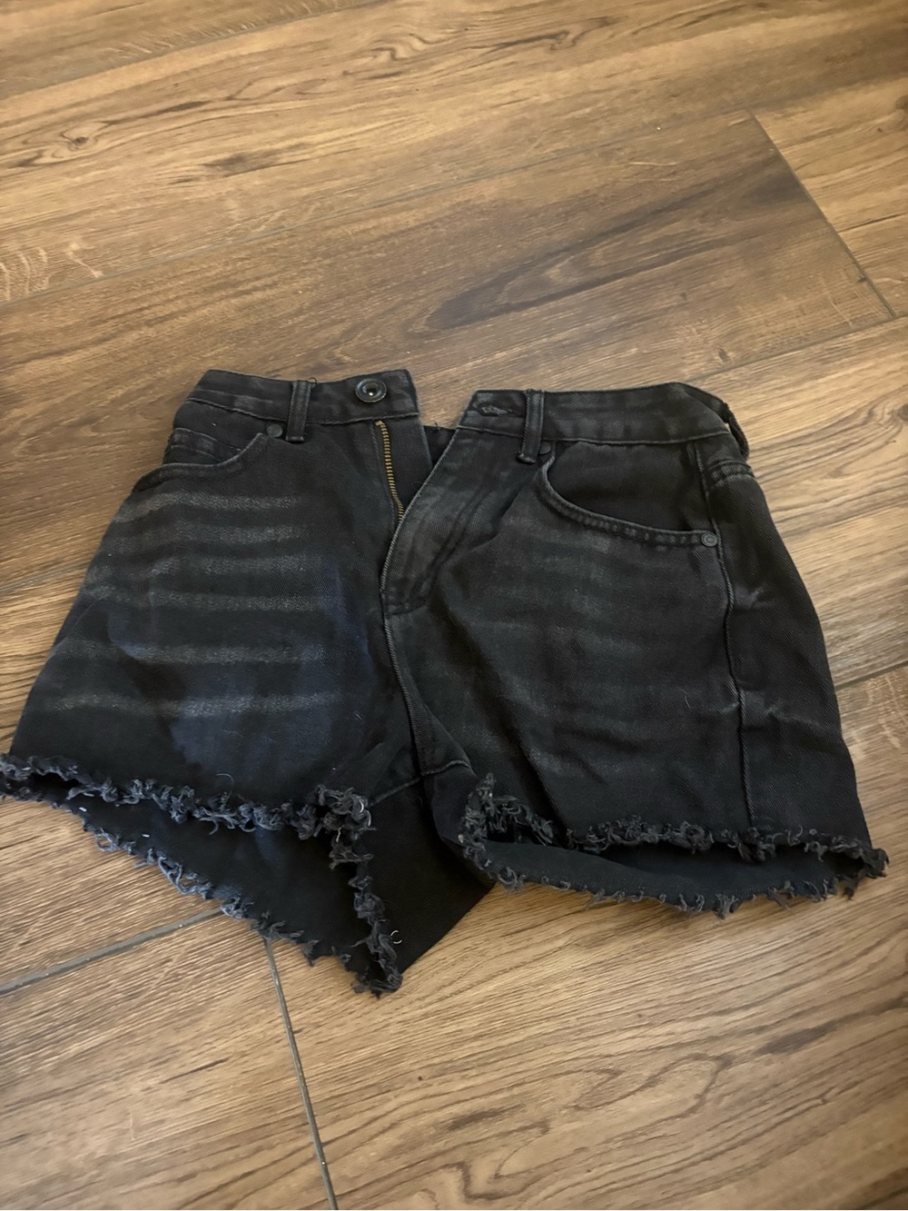 Black Frayed Hem Women's Denim Shorts